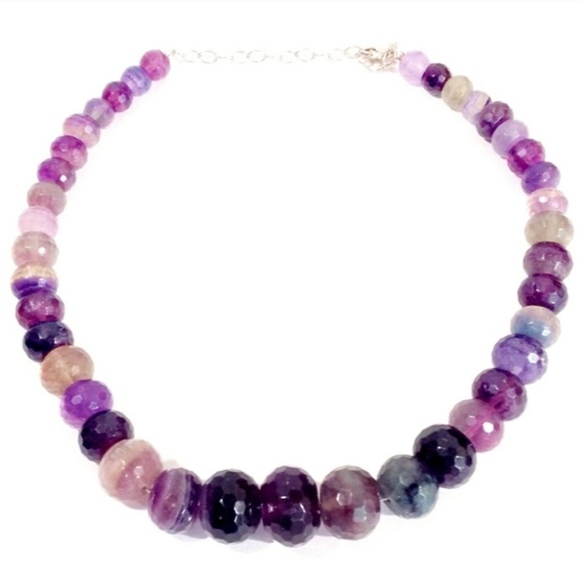 Vintage Oversized Rainbow Tourmaline Sterling Silver Necklace